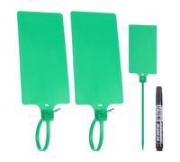 Rebower 100 Pcs Green Plastic Shipping Tags, Waterproof, Locking Key Labels with Marker Ties and Pen for Office, Automotive, Shop Supplies