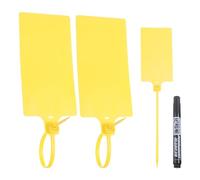 Rebower 100 Pcs Plastic Tags Yellow Shipping Tags Blank Water Proof Tags Locking Key Labels with Marker Ties Marker Pen for Office Automotive Shop Supplies