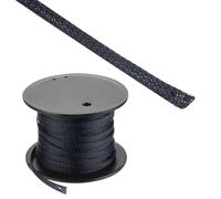 Rebower 100ft PET Expandable Wire Loom 1/4 Inch, PET Braided Wire Sleeving Cable Management Sleeve Tubing [for Audio Video Home Office Cord Protector]-Black Blue