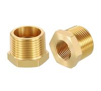 Rebower 2 Pack Male to Female Adapters, 3/4" MNPT x 3/8" FNPT Threaded Brass Hex Bushing Reducers for Air Compressor, Automotive, Fluid Lines, Home Gardening, Water Treatment