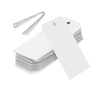 Rebower 200Pcs Plastic Shipping Tags 6.3x3.15 Inch White Waterproof Labeling Tags with Wire for Luggage Garage Equipment Inventory Car Parts Name Price