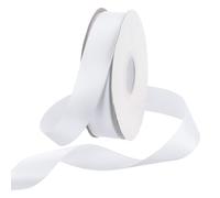 Rebower 20mm Satin Ribbon 23m Thick Double Face Grosgrain Silk Ribbon, [for Gift Wrapping, Hair Bows, Wedding, Cake, Flower] - 25 Yard/75ft/White