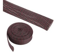 Rebower 25ft PET Expandable Wire Loom 1.5 Inch, PET Braided Wire Sleeving Cable Management Sleeve Tubing [for Audio Video Home Office Cord Protector]-Black Red