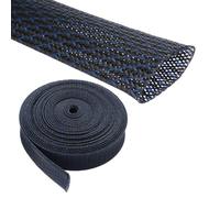 Rebower 25ft PET Expandable Wire Loom 3/4 Inch, PET Braided Wire Sleeving Cable Management Sleeve Tubing [for Audio Video Home Office Cord Protector]-Black, Blue
