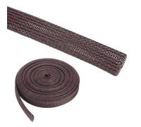 Rebower 25ft PET Expandable Wire Loom 3/4 Inch, PET Braided Wire Sleeving Cable Management Sleeve Tubing [for Audio Video Home Office Cord Protector]-Black Red