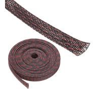Rebower 25ft PET Expandable Wire Loom 3/8 Inch, PET Braided Wire Sleeving Cable Management Sleeve Tubing [for Audio Video Home Office Cord Protector]-Black, Red