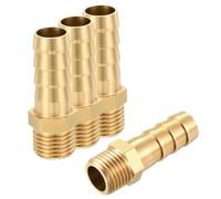 Rebower 4 Pack Brass Hose Barb to Male Adapter, 8mm Barb x M10x1mm Male for Industrial, Automotive, Fluid Transfer, Home Gardening, and Water Treatment