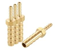 Rebower 4Pcs Brass Hose Barb Adapter Fitting Union 3.2mm Barb to 7mm