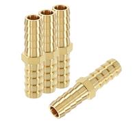 Rebower 4Pcs Brass Hose Barb Adapter Fitting Union 3/8" Barb to 3/8"