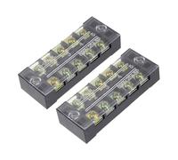 Rebower 5 Positions Dual Rows 600V 25A Terminal Strip Blocks Barrier Screws (with Cover), [for Wires Connecting, Electronic Circuits] - 2 Pack/Black/TB-2505L
