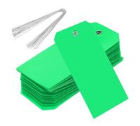 Rebower 500Pcs Plastic Shipping Tags 4.72x2.36 Inch Green Waterproof Labeling Tags with Wire for Luggage Garage Equipment Inventory Car Parts Name Price