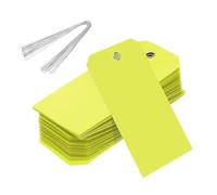 Rebower 500Pcs Plastic Shipping Tags 4.72x2.36 Inch Yellow Waterproof Labeling Tags with Wire for Luggage Garage Equipment Inventory Car Parts Name Price