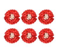 Rebower 6 Pcs Bright Red Tissue Paper Flowers, 8" 3D Pom Poms, Wedding & Birthday Party Decorations