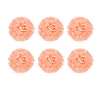 Rebower 6 Pcs Peach Pink Paper Flowers, 6" 3D Tissue Paper Pom Poms Crepe Mexican Paper Flower, [for DIY Crafting Wall Wedding Birthday Party Decorations]