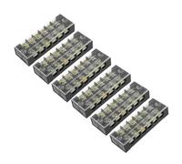 Rebower 6 Positions Dual Rows 600V 25A Terminal Strip Blocks Barrier Screws (with Cover), [for Wires Connecting, Electronic Circuits] - 6 Pack/Black/TB-2506L