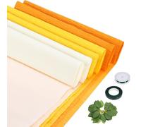 Rebower 6 Roll Crepe Paper Sheet, 1500cm Crepe Paper Roll (with Floral Tape&Leaf), [for Flower Making, Party Streamer]-(25x250cm/Roll) Light Yellow, Deep Yellow, Orange