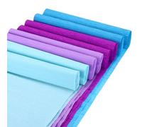 Rebower 8 Rolls Crepe Paper Sheets, 2000cm Crepe Paper Roll, [for Paper Flowers Making Party Streamer]-(25 x 250cm/Roll) Light Purple, Violet, Light Blue, Lake Blue
