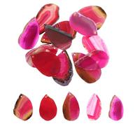 Rebower Agate Slices - Magenta 12 Pcs Natural Irregular Geode Agate with Holes Healing Crystals Geode Stones, [for DIY Jewelry Making Home Decoration]