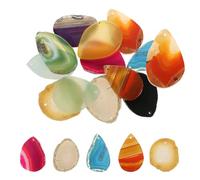 Rebower Agate Slices - Mixed Colors 12 Pcs Natural Irregular Geode Agate with Holes Healing Crystals Geode Stones, [for DIY Jewelry Making Home Decoration]