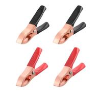 Rebower Alligator Clips Electrical Test Clamps, [for Charging and Testing Batteries] - Copper Plated/Black Red / 15A / 4Pcs