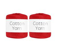 Rebower Cotton Yarn,100% Cotton Soft Knitting Yarn [for Hand DIY Bag Cushion Crocheting Knitting Project Home Decor] -2 Packages of 80g/2.82oz(Per Skein 40g/137yards)/Red