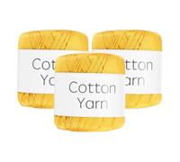 Rebower Cotton Yarn,100% Cotton Soft Knitting Yarn [for Hand DIY Bag Cushion Crocheting Knitting Project Home Decor] -3 Packages of 120g/4.23oz(Per Skein 40g/137yards)/Yellow