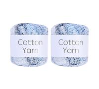 Rebower Cotton Yarn,100% Cotton Soft Knitting Yarn [for Hand DIY Bag Cushion Crocheting Knitting Project Home Decor] -2 Packages of 80g/2.82oz(Per Skein 40g/137yards)/Light Blue White