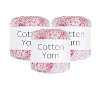 Rebower Cotton Yarn,100% Cotton Soft Knitting Yarn [for Hand DIY Bag Cushion Crocheting Knitting Project Home Decor] -3 Packages of 120g/4.23oz(Per Skein 40g/137yards)/Blue White