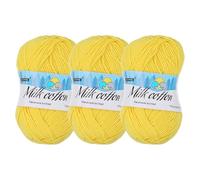 Rebower Cotton Yarn,65% Cotton and 35% Acrylic Fibers Soft Knitting Yarn [for Hand DIY Bag Cushion Crocheting Knitting Projects Home Decor], -3 Skeins/3×218yards/3×3.53oz/Yellow