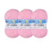 Rebower Cotton Yarn,65% Cotton and 35% Acrylic Fibers Soft Knitting Yarn [for Hand DIY Bag Cushion Crocheting Knitting Projects Home Decor], -3 Skeins/3×218yards/3×3.53oz/Light Pink