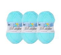 Rebower Cotton Yarn,65% Cotton and 35% Acrylic Fibers Soft Knitting Yarn [for Hand DIY Bag Cushion Crocheting Knitting Projects Home Decor], -3 Skeins/3×218yards/3×3.53oz/Lake Blue