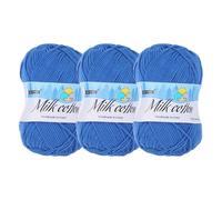 Rebower Cotton Yarn,65% Cotton and 35% Acrylic Fibers Soft Knitting Yarn [for Hand DIY Bag Cushion Crocheting Knitting Projects Home Decor], -3 Skeins/3×218yards/3×3.53oz/Blue