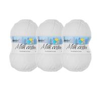 Rebower Cotton Yarn,65% Cotton and 35% Acrylic Fibers Soft Knitting Yarn [for Hand DIY Bag Cushion Crocheting Knitting Projects Home Decor], -3 Skeins/3×218yards/3×3.53oz/White