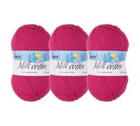Rebower Cotton Yarn,65% Cotton and 35% Acrylic Fibers Soft Knitting Yarn [for Hand DIY Bag Cushion Crocheting Knitting Projects Home Decor], -3 Skeins/3x218yards/3x3.53oz/Rose Red