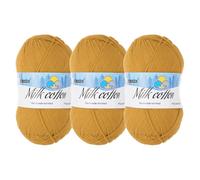 Rebower Cotton Yarn,65% Cotton and 35% Acrylic Fibers Soft Knitting Yarn [for Hand DIY Bag Cushion Crocheting Knitting Projects Home Decor], -3 Skeins/3×218yards/3×3.53oz/Dark Yellow