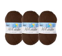 Rebower Cotton Yarn,65% Cotton and 35% Acrylic Fibers Soft Knitting Yarn [for Hand DIY Bag Cushion Crocheting Knitting Projects Home Decor], -3 Skeins/3×218yards/3×3.53oz/Brown