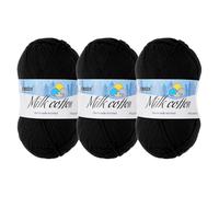 Rebower Cotton Yarn,65% Cotton and 35% Acrylic Fibers Soft Knitting Yarn [for Hand DIY Bag Cushion Crocheting Knitting Projects Home Decor], -3 Skeins/3×218yards/3×3.53oz/Black