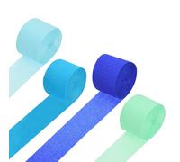 Rebower Crepe Paper Roll, 4 Rolls 328ft Blue Scheme Crepe Paper Streamers, [for Party Streamer Decorations] - (1.8 Inch x 82 ft/Roll)