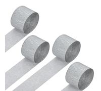 Rebower Crepe Paper Roll, 4 Rolls 328ft Silvery Crepe Paper Streamers, [for Party Streamer Decorations] - (1.8 Inch x 82 ft/Roll)