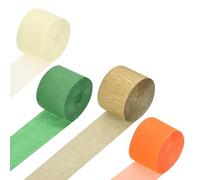 Rebower Crepe Paper Roll, 8 Rolls 656ft Crepe Paper Streamers, [for Party Streamer Decorations] - (1.8 Inch x 82 ft/Roll) / Orange, Yellow, Green, Gold