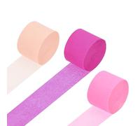 Rebower Crepe Paper Roll, Pink Crepe Paper Streamers Sheets, [for Party Streamer Decorations, Birthday Party] - 1.8 Inch x 82 ft / 3 Roll