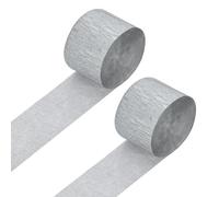 Rebower Crepe Paper Roll, Silvery Crepe Paper Streamers Sheets, [for Party Streamer Decorations, Birthday Party] - 1.8 Inch x 82 ft / 2 Roll