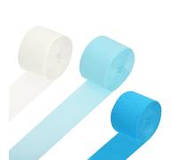 Rebower Crepe Paper Roll, Sky Blue Crepe Paper Streamers Sheets, [for Party Streamer Decorations, Birthday Party] - 1.8 Inch x 82 ft / 3 Roll