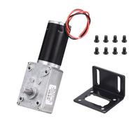 Rebower DC 12V 5RPM Worm Gear Motor, 0.31" Single Shafts Self-Locking Reversible High Torque Speed Reduction Geared Motor with Mounting Bracket Screws for Electric Curtains