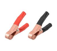 Rebower Insulated Alligator Clips Electrical Test Clamps, [for Charging and Testing Batteries] - Copper Plated/Black Red / 50A / 2Pcs