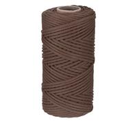 Rebower Macrame Cord 4mm x 100 M, Natural Cotton Macrame Rope Twisted Macrame Yarn [for Plant Hangers Wall Hanging Crafts Knitting] - Brown