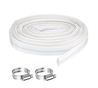 Rebower Pool Backwash Hose, 1.2 Inch x 30ft Reinforced Drain Hose PVC Lay Flat Water Discharge Pump Hoses for Pool Filter Swimming Pump, with 2pcs Clamps, White