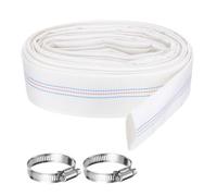 Rebower Pool Backwash Hose, 1.5 Inch x 30ft Reinforced Drain Hose PVC Lay Flat Water Discharge Pump Hoses for Pool Filter Swimming Pump, with 2pcs Clamps, White