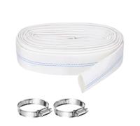 Rebower Pool Backwash Hose, 1.5 Inch x 98.4ft Reinforced Drain Hose PVC Lay Flat Water Discharge Pump Hoses for Pool Filter Swimming Pump, with 2pcs Clamps, White