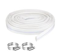 Rebower Pool Backwash Hose, 1 Inch x 30ft Reinforced Drain Hose PVC Lay Flat Water Discharge Pump Hoses for Pool Filter Swimming Pump, with 2pcs Clamps, White